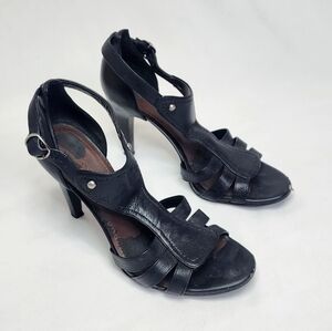 Gianni Bini Black Leather Strappy Heels